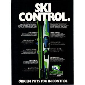 1981 O'Brien Slalom Water Skis Ski Control Vintage Print Ad World Team Wall Art